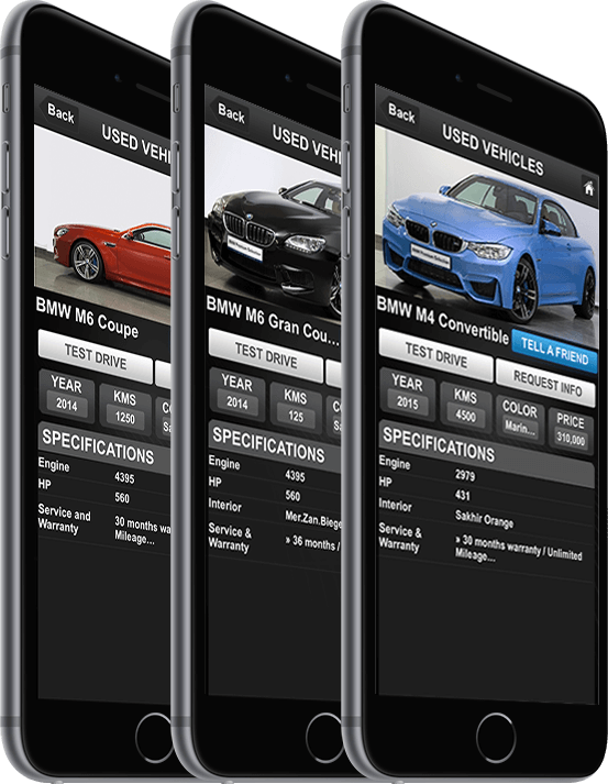 AlFardan Mobile App Development Used Vehicles Screenshots